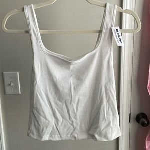 Old Navy white ribbed cropped tank Size M NWT